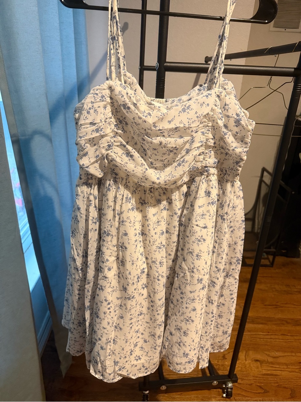 White birch Floral Sundress with Blue Print